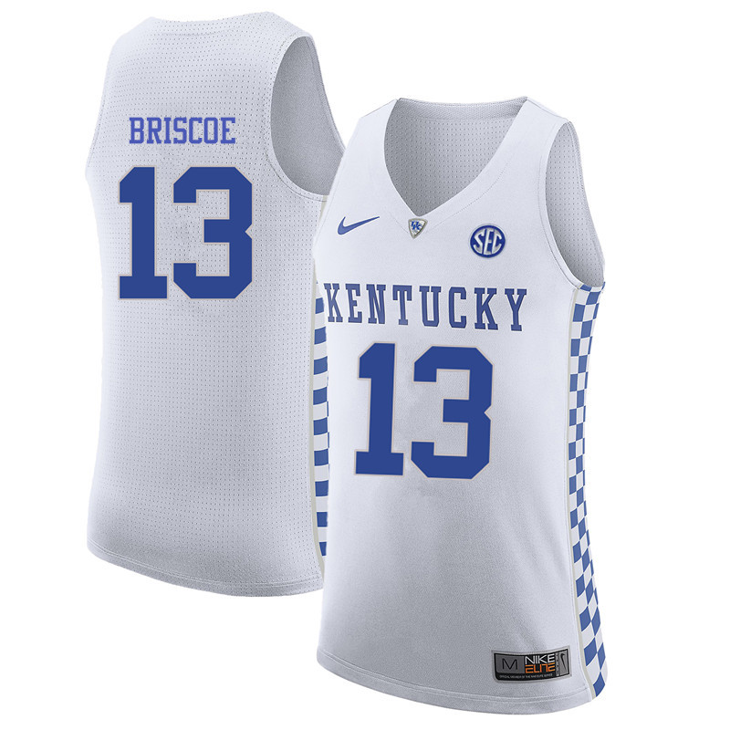 Men Kentucky Wildcats #13 Isaiah Briscoe College Basketball Jerseys-White - Click Image to Close